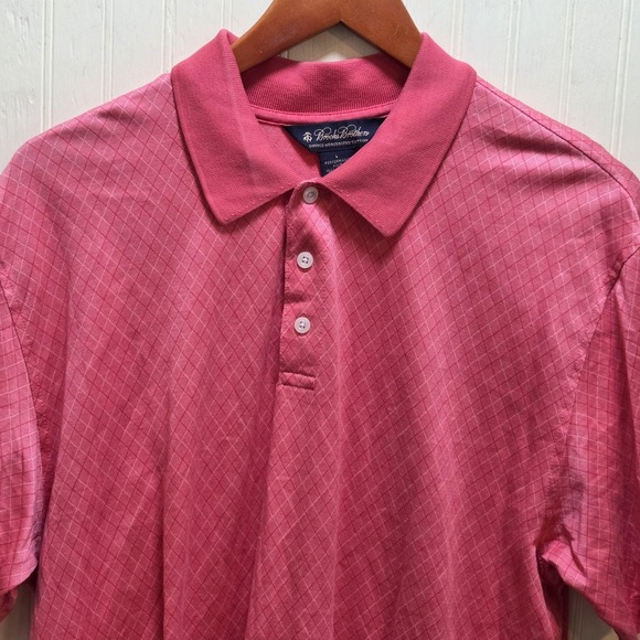 Brooks Brothers Other - Brooks Brothers Polo Shirt Mens L Pink Argyle Double Mercerized Cotton Knit Top